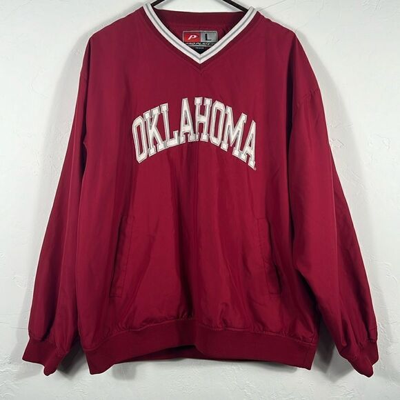🔥🏈 Vintage OKLAHOMA SOONERS Pro Player Embroidered Pullover Jacket Sz Lg - EUC - Picture 1 of 11